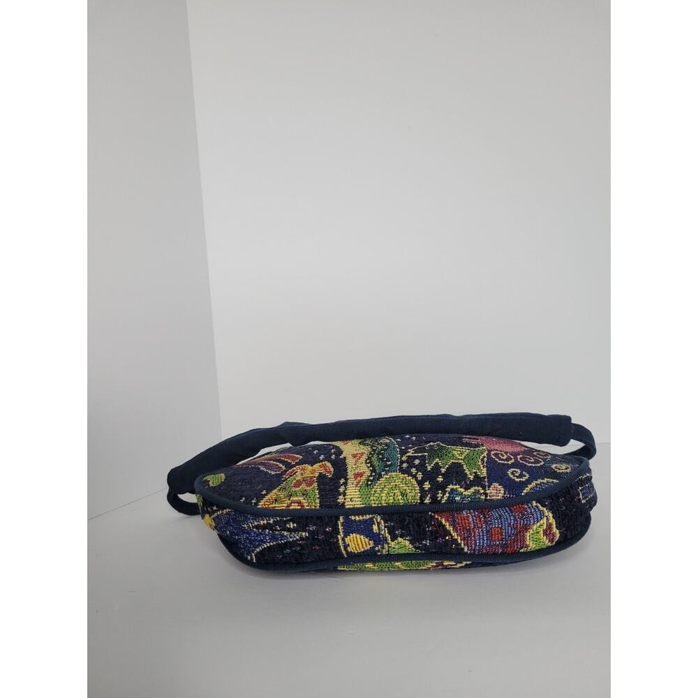 Laurel Burch Colorful Cat & Dog Tapestry Boho Artistic Shoulder Bag Navy - Picture 4 of 9